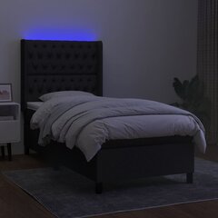 vidaXL kontinentaalvoodi madratsiga ja LED, must, 90x200 cm, kangas цена и информация | Кровати | kaup24.ee