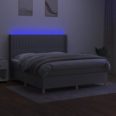 vidaXL kontinentaalvoodi madratsiga ja LED, helehall, 180x200 cm, kangas hind ja info | Voodid | kaup24.ee