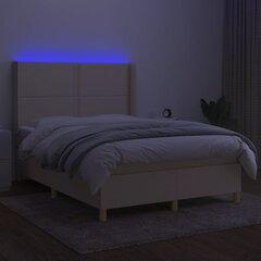vidaXL kontinentaalvoodi madratsiga ja LED, kreemjas, 140x200 cm, kangas цена и информация | Кровати | kaup24.ee