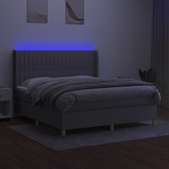 vidaXL kontinentaalvoodi madratsiga ja LED, helehall, 160x200 cm, kangas цена и информация | Кровати | kaup24.ee