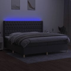 vidaXL kontinentaalvoodi madratsiga ja LED, tumehall, 200x200 cm, kangas цена и информация | Кровати | kaup24.ee