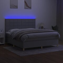 vidaXL kontinentaalvoodi madratsiga ja LED, helehall, 160x200 cm, kangas цена и информация | Кровати | kaup24.ee