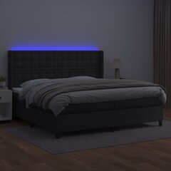 vidaXL kontinentaalvoodi madratsiga, LED, must, 200x200 cm, kunstnahk hind ja info | Voodid | kaup24.ee