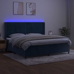 vidaXL kontinentaalvoodi madratsiga, LED, tumesinine, 200x200 cm, samet hind ja info | Voodid | kaup24.ee