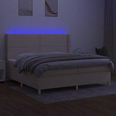 vidaXL kontinentaalvoodi madratsiga ja LED, kreemjas, 200x200 cm, kangas цена и информация | Кровати | kaup24.ee