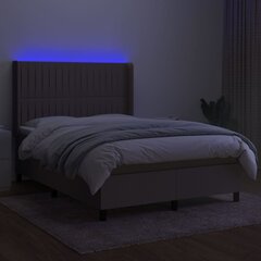 vidaXL kontinentaalvoodi madratsiga ja LED, pruunikas, 140x190 cm, kangas hind ja info | Voodid | kaup24.ee