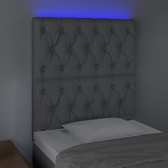 vidaXL LED-voodipeats, helehall, 80x7x118/128 cm, kangas цена и информация | Кровати | kaup24.ee