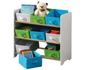 Lastetoa riiul mänguasjade jaoks 9 tekstiilisahtliga 66 x 30 x 59,5 cm hind ja info | Lastetoa riiulid | kaup24.ee