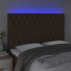 vidaXL LED-voodipeats, tumepruun, 144x7x118/128 cm, kangas hind ja info | Voodid | kaup24.ee