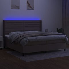 vidaXL kontinentaalvoodi madratsiga ja LED, pruunikas, 200x200 cm, kangas hind ja info | Voodid | kaup24.ee