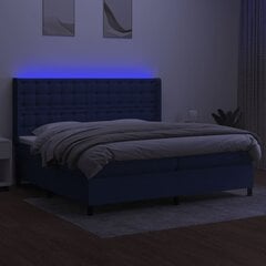 vidaXL kontinentaalvoodi madrats ja LED, sinine, 200x200 cm, kangas цена и информация | Кровати | kaup24.ee