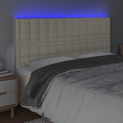 vidaXL LED-voodipeats, kreemjas, 180x5x118/128 cm, kunstnahk цена и информация | Кровати | kaup24.ee