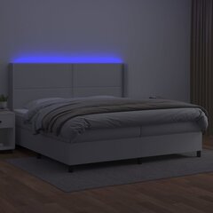 vidaXL kontinentaalvoodi madratsiga, LED, valge, 200x200 cm, kunstnahk цена и информация | Кровати | kaup24.ee