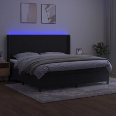 vidaXL kontinentaalvoodi madratsiga ja LED, must, 200x200 cm, samet цена и информация | Кровати | kaup24.ee