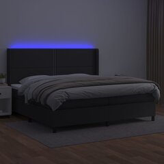 vidaXL kontinentaalvoodi madratsiga, LED, must, 200x200 cm, kunstnahk цена и информация | Кровати | kaup24.ee