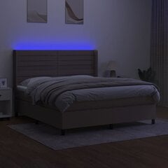 vidaXL kontinentaalvoodi madratsiga ja LED, pruunikas, 160x200 cm, kangas цена и информация | Кровати | kaup24.ee