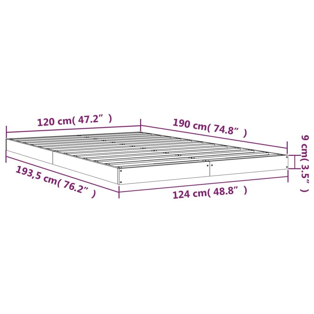 vidaXL voodiraam, 120 x 190 cm, männipuit цена и информация | Voodid | kaup24.ee