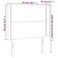 vidaXL LED-voodipeats, tumehall, 93x16x118/128 cm, samet цена и информация | Кровати | kaup24.ee