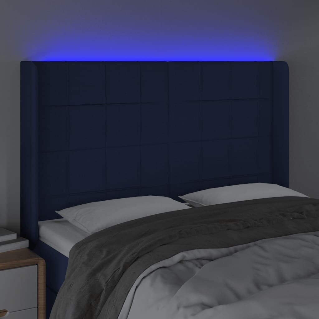 vidaXL LED-voodipeats, sinine, 147x16x118/128 cm, kangas цена и информация | Voodid | kaup24.ee