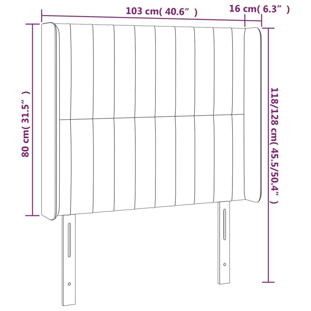 vidaXL LED-voodipeats, must, 103x16x118/128 cm, samet hind ja info | Voodid | kaup24.ee