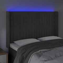vidaXL LED-voodipeats, tumehall, 147x16x118/128 cm, samet hind ja info | Voodid | kaup24.ee