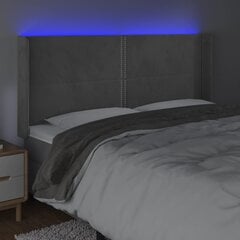 vidaXL LED-voodipeats, helehall, 183x16x118/128 cm, samet цена и информация | Кровати | kaup24.ee