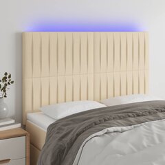 vidaXL LED-voodipeats, kreemjas, 144x5x118/128 cm, kangas hind ja info | Voodid | kaup24.ee