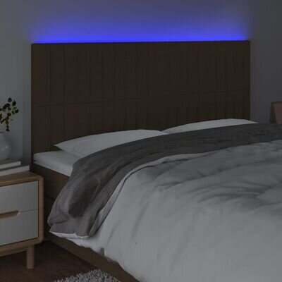 vidaXL LED-voodipeats, tumepruun, 180x5x118/128 cm, kangas hind ja info | Voodid | kaup24.ee