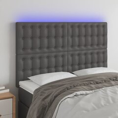 vidaXL LED-voodipeats, hall, 144x5x118/128 cm, kunstnahk hind ja info | Voodid | kaup24.ee