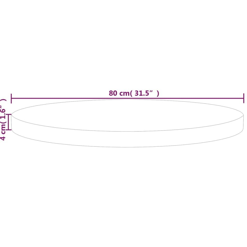 Lauaplaat, Ø80 x 4 cm, töötlemata tammepuit hind ja info | Köögitasapinnad | kaup24.ee