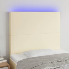 vidaXL LED-voodipeats, kreemjas, 80x5x118/128 cm, kunstnahk hind ja info | Voodid | kaup24.ee