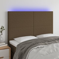 vidaXL LED-voodipeats, tumepruun, 144x5x118/128 cm, kangas hind ja info | Voodid | kaup24.ee