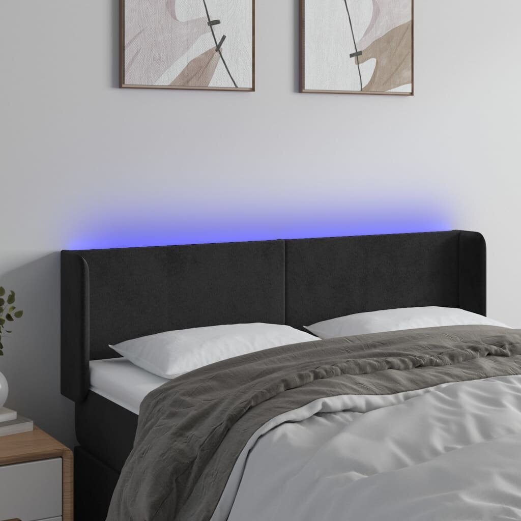 vidaXL LED-voodipeats, must, 147x16x78/88 cm, samet hind ja info | Voodid | kaup24.ee