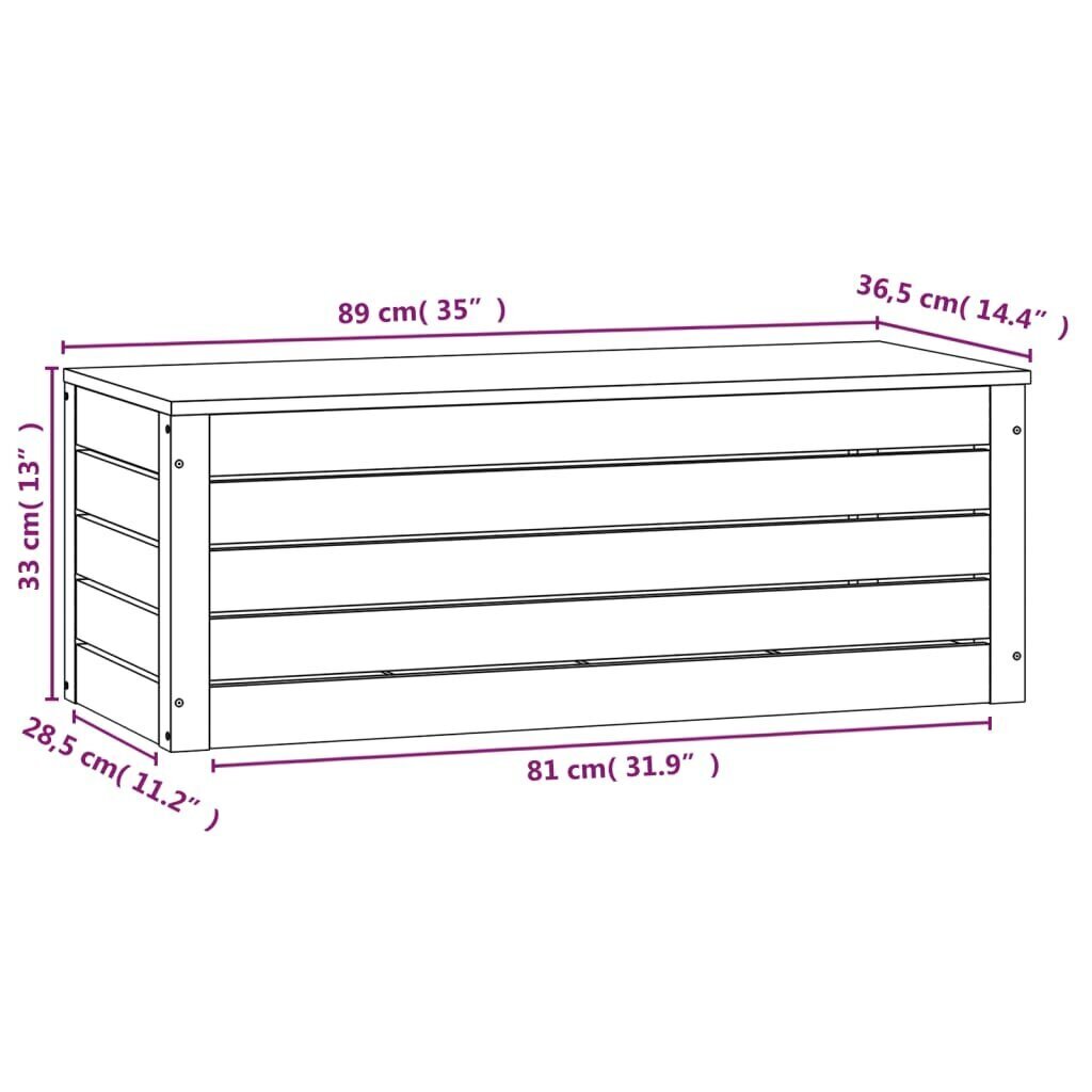 Hoiukast vidaXL, Täismännipuit, 89 x 36,5 x 33cm, must цена и информация | Hoiukastid ja -korvid | kaup24.ee