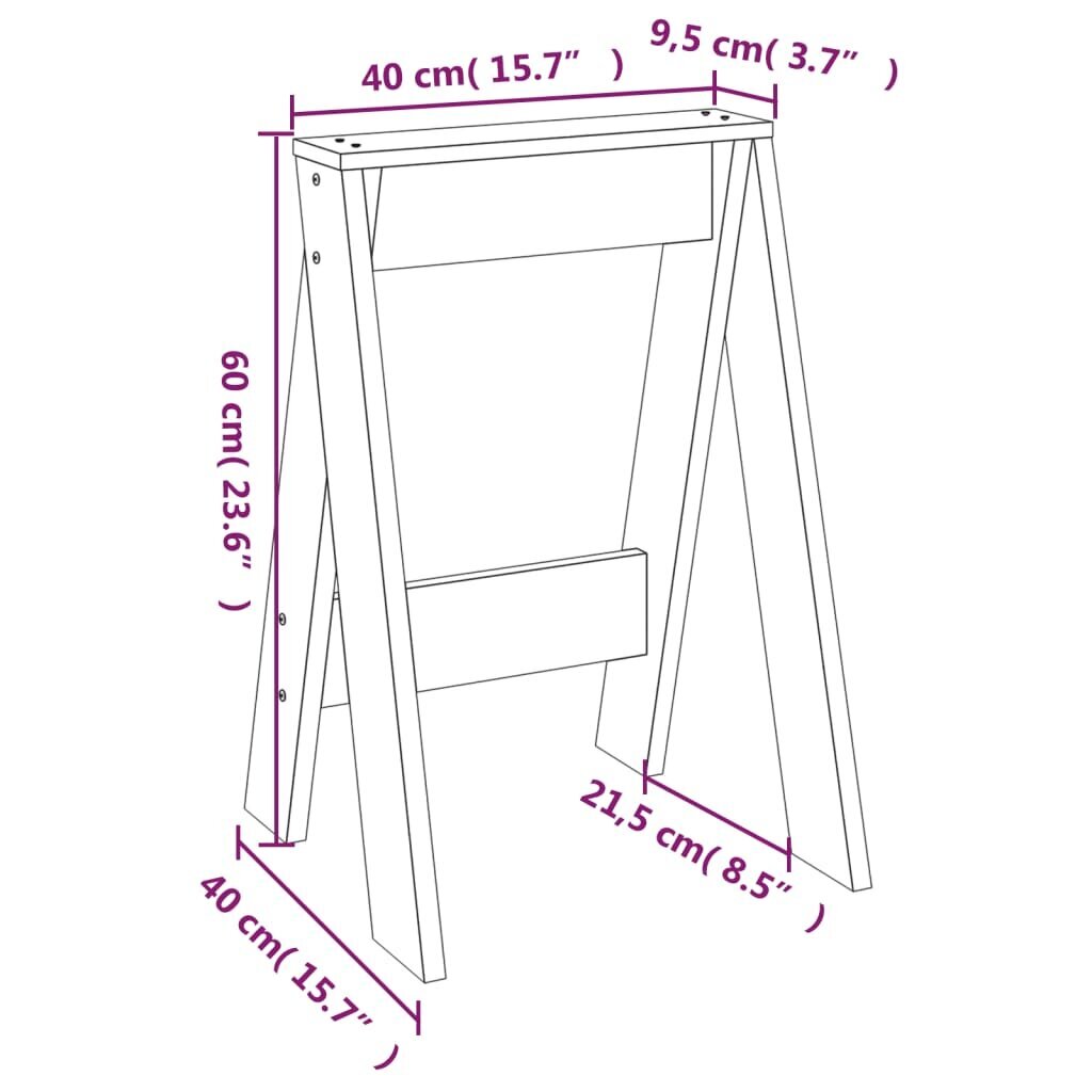 vidaXL pukid 2 tk, hall, 40 x 40 x 60 cm, männipuit hind ja info | Söögitoolid, baaritoolid | kaup24.ee