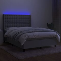 vidaXL kontinentaalvoodi madrats ja LED, helehall, 140x190 cm, kangas hind ja info | Voodid | kaup24.ee