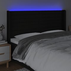 Изголовье со светодиодом, черное, 203x16x118/128 см цена и информация | Кровати | kaup24.ee