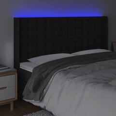 vidaXL LED-voodipeats, must, 203x16x118/128 cm, kunstnahk hind ja info | Voodid | kaup24.ee