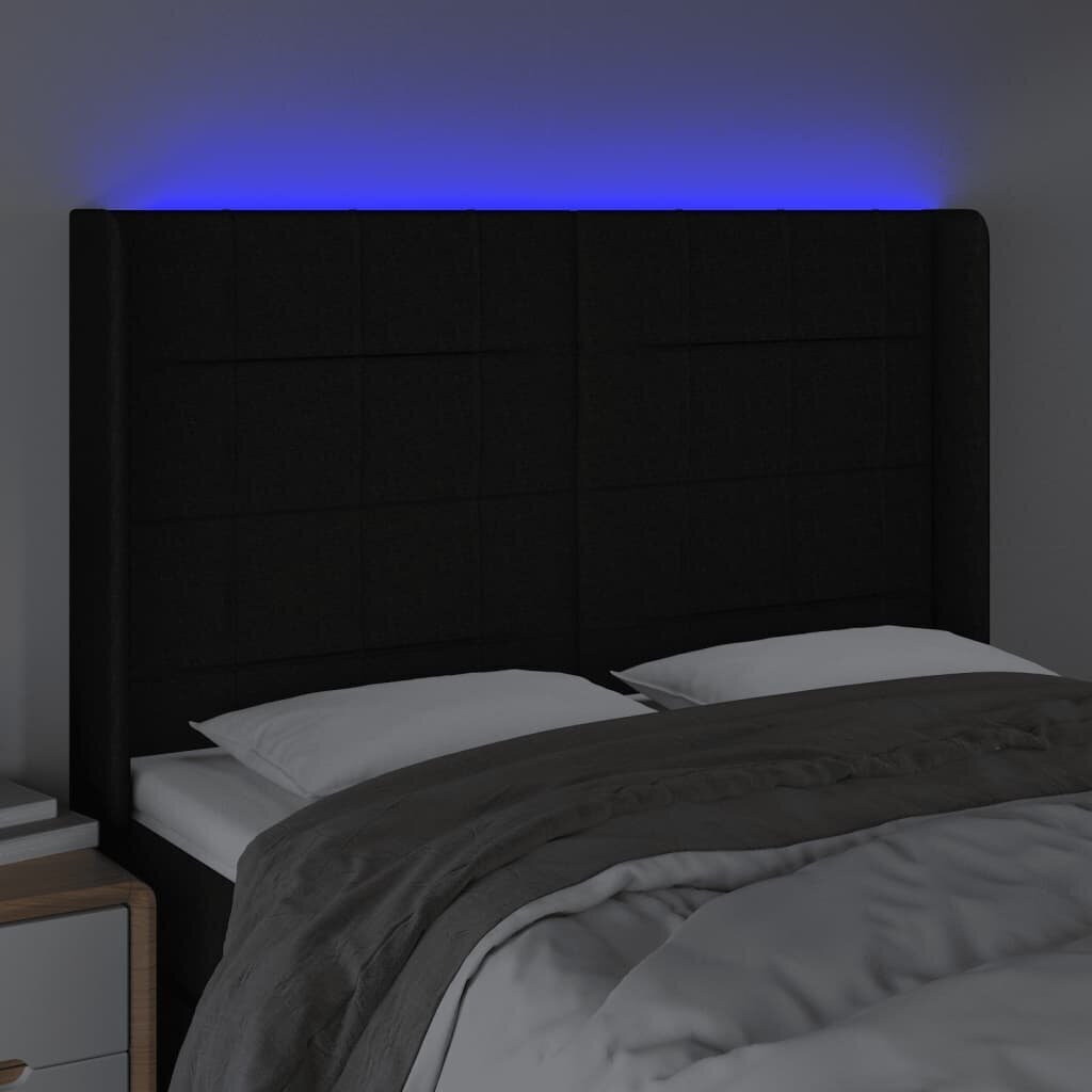 vidaXL LED-voodipeats, must, 147x16x118/128 cm, kangas hind ja info | Voodid | kaup24.ee
