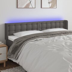 vidaXL LED-voodipeats, hall, 163x16x78/88 cm, kunstnahk hind ja info | Voodid | kaup24.ee