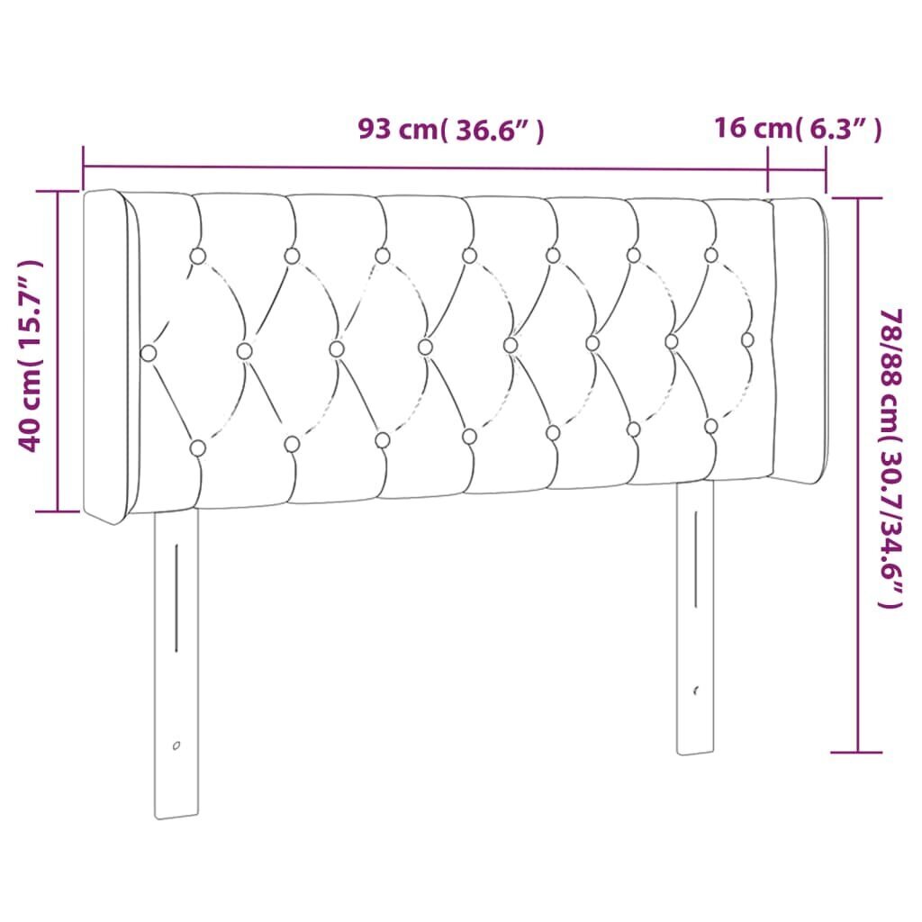 vidaXL LED-voodipeats, kreemjas, 93x16x78/88 cm, kangas hind ja info | Voodid | kaup24.ee