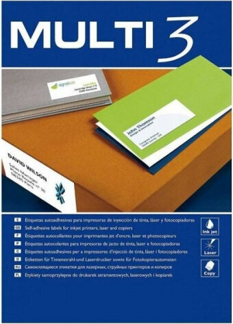 Multi 3 Adhesives/Labels MULTI 3 64 x 33,9 mm A4 100 Sheets цена и информация | Kirjatarbed | kaup24.ee