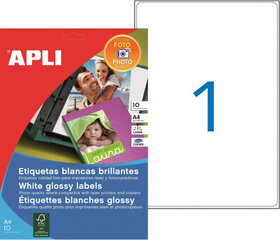 Apli Adhesives/Labels Apli 199,6 x 289,1 mm White A4 10 Sheets hind ja info | Kirjatarbed | kaup24.ee