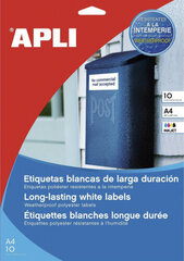 Apli Adhesives/Labels Apli 63,5 x 33,9 mm White A4 10 Sheets цена и информация | Канцелярские товары | kaup24.ee