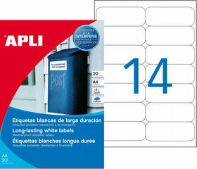 Apli Adhesives/Labels Apli White 20 Sheets 99,1 x 38,1 mm цена и информация | Канцелярские товары | kaup24.ee