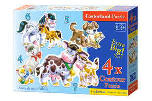 CASTORLAND Puzzle 4w1 Animals with Babies цена и информация | Пазлы | kaup24.ee