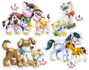 CASTORLAND Puzzle 4w1 Animals with Babies цена и информация | Пазлы | kaup24.ee