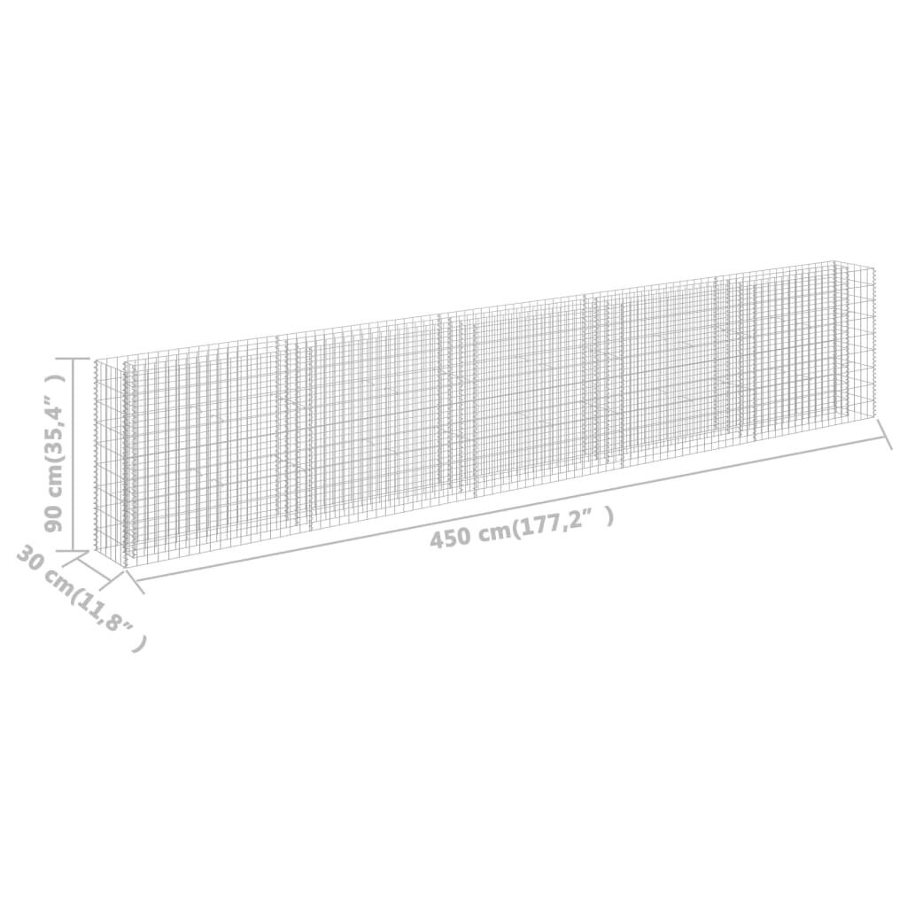 vidaXL gabioon-taimelava, tsingitud teras, 450 x 30 x 90 cm цена и информация | Dekoratiivsed lillepotid | kaup24.ee