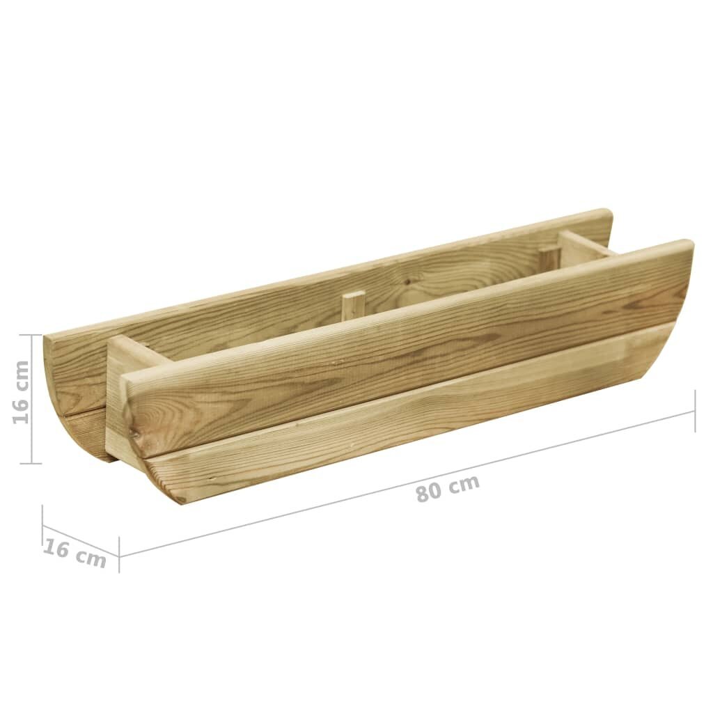 vidaXL aia taimelava, 80 x 16 x 16 cm, immutatud männipuit hind ja info | Istutus- ja turbapotid | kaup24.ee