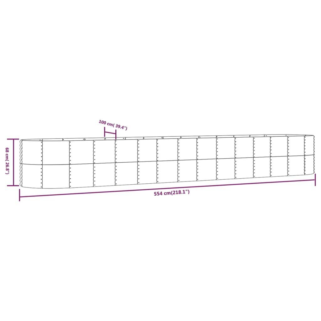 vidaXL aia taimekast, hõbedane, 554x100x68 cm, pulbervärvitud teras цена и информация | Lillekastid | kaup24.ee